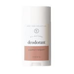 All natural deodorant stick with grapefruit and bergamot scent on a white background