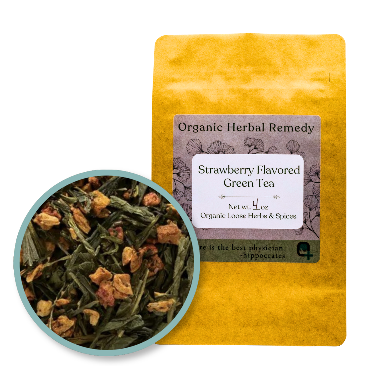 Quinn's Apothecary | Strawberry Flavored Green Tea | 4 oz